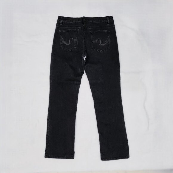 Black Denim Jeans with Square Decor & Embroidered Pockets - Picture 2 of 10
